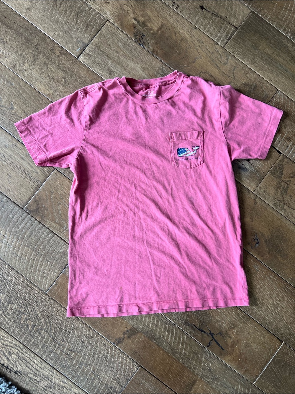 Vineyard Vines Kids Pink Pocket Tee with Whale Patch